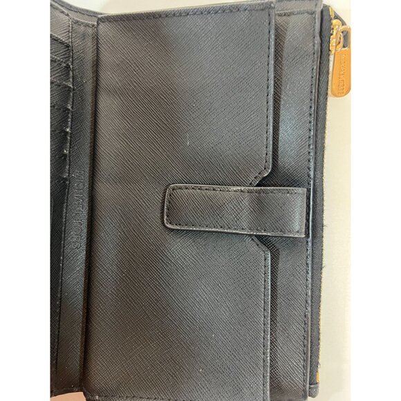 Michael Kors Black Saffiano Leather Wallet Wrist Strap Card Slots 2 zip pockets - Picture 5 of 7